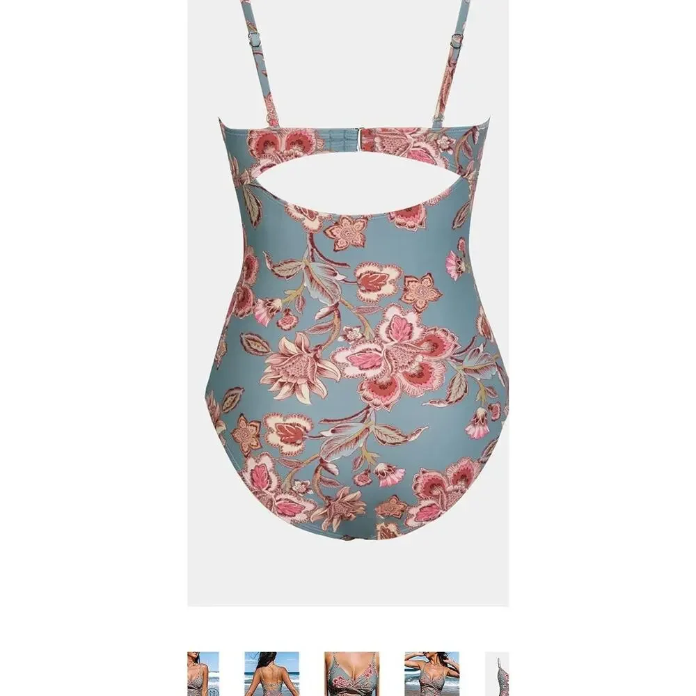 Cupshe Women's One Piece Swimsuit Tummy Control V Neck Bathing Suit Size Medium - Picture 5 of 16